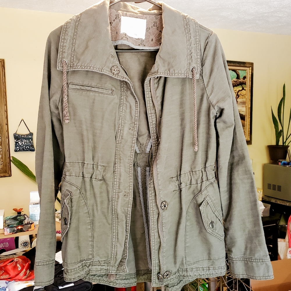 Dark gray utility jacket with back detail